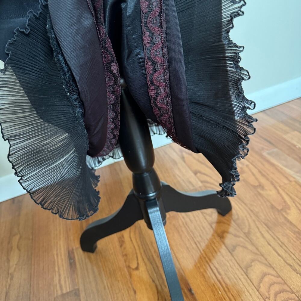 Vintage 1940s Stephenie Black Chiffon Slip Dress Rare Size - Picture 9 of 9